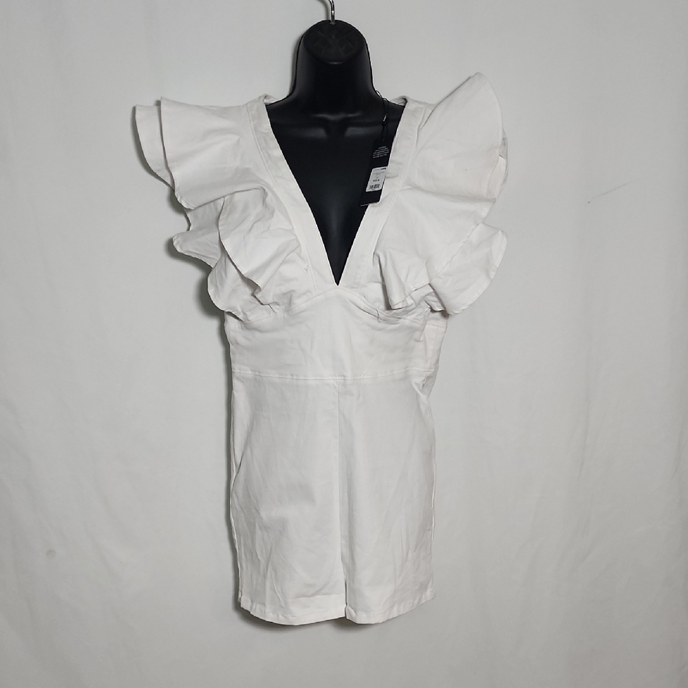 Fashion Nova Elegant White Ruffle Mini Dress